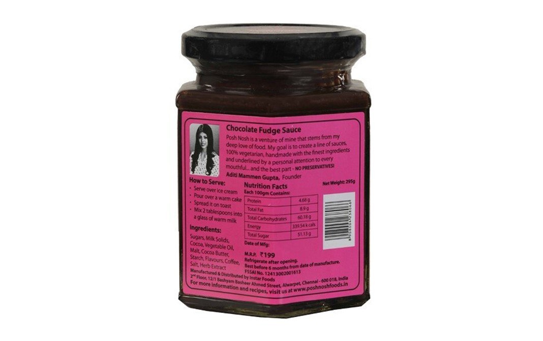 Posh Nosh Chocolate Fudge Sauce    Glass Jar  295 grams